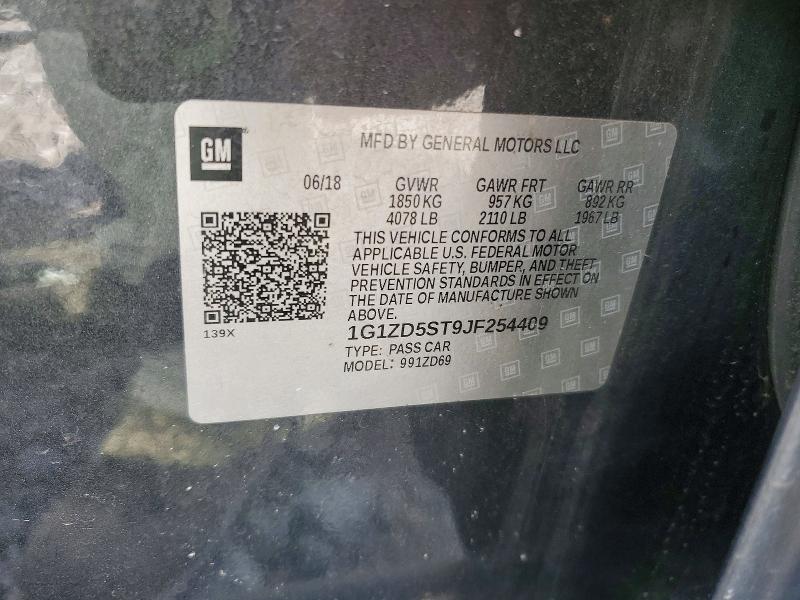 Продаж на аукціоні авто 2018 Chevrolet Malibu, vin: 1G1ZD5ST9JF254409, номер лоту: 51788306
