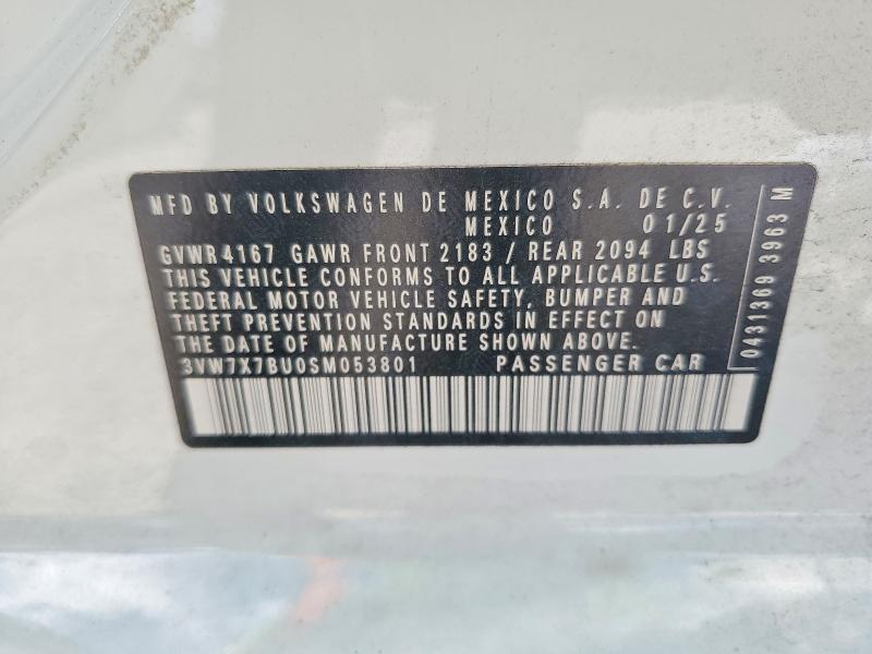 50139566 :رقم المزاد ، 3VW7X7BU0SM053801 vin ، 2025 Volkswagen Jetta مزاد بيع