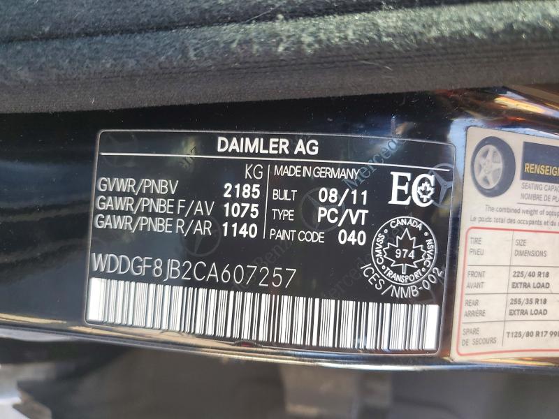 Aukcja sprzedaży 2012 Mercedes Benz 350, vin: WDDGF8JB2CA607257, numer aukcji: 50399986