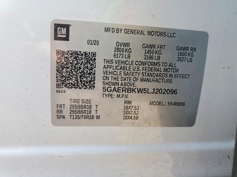Aukcja sprzedaży 2020 Buick Enclave, vin: 5GAERBKW5LJ202096, numer aukcji: 50955386