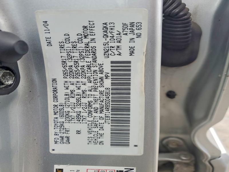 Продажа на аукционе авто 2005 Toyota 4runner, vin: JTEBT14R850045818, номер лота: 50801106