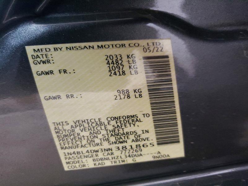2022 Nissan Altima მანქანა იყიდება აუქციონზე, vin: 1N4BL4DW3NN381865, აუქციონის ნომერი: 50583036