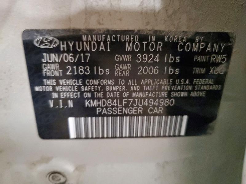 Продажа на аукционе авто 2018 Hyundai Elantra, vin: KMHD84LF7JU494980, номер лота: 51519566