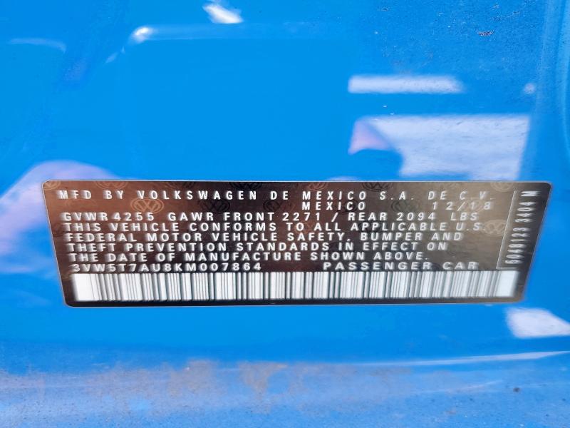 Auction sale of the 2019 Volkswagen Gti, vin: 3VW5T7AU8KM007864, lot number: 51084636