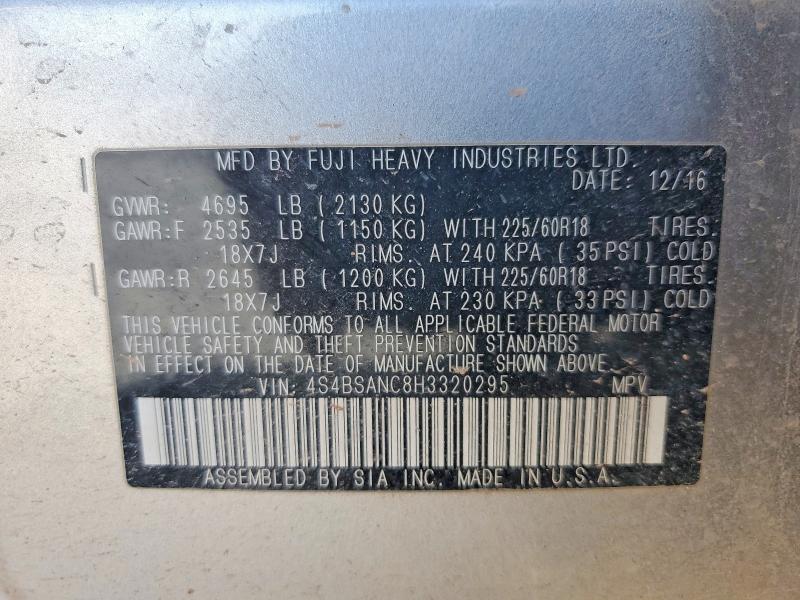 Продажа на аукционе авто 2017 Subaru Outback, vin: 4S4BSANC8H3320295, номер лота: 50993516