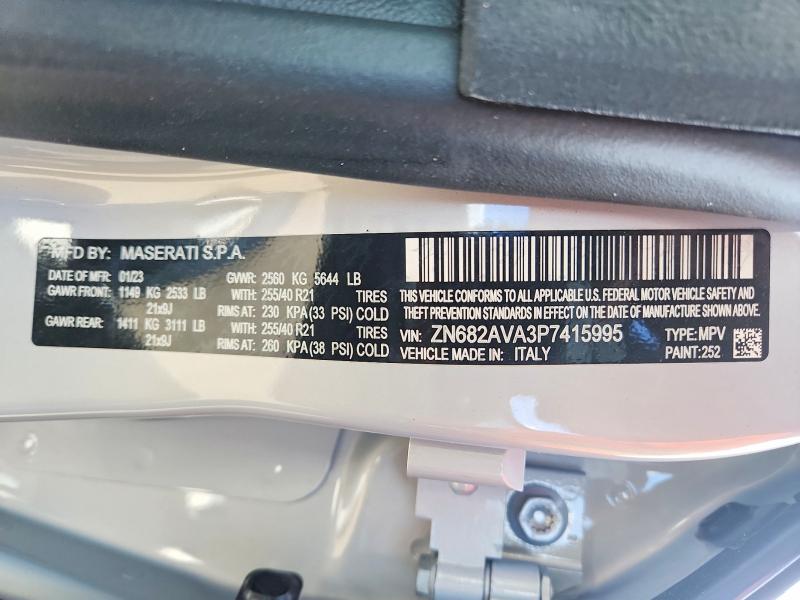 Продажа на аукционе авто 2023 Maserati Grecale, vin: ZN682AVA3P7415995, номер лота: 51325446