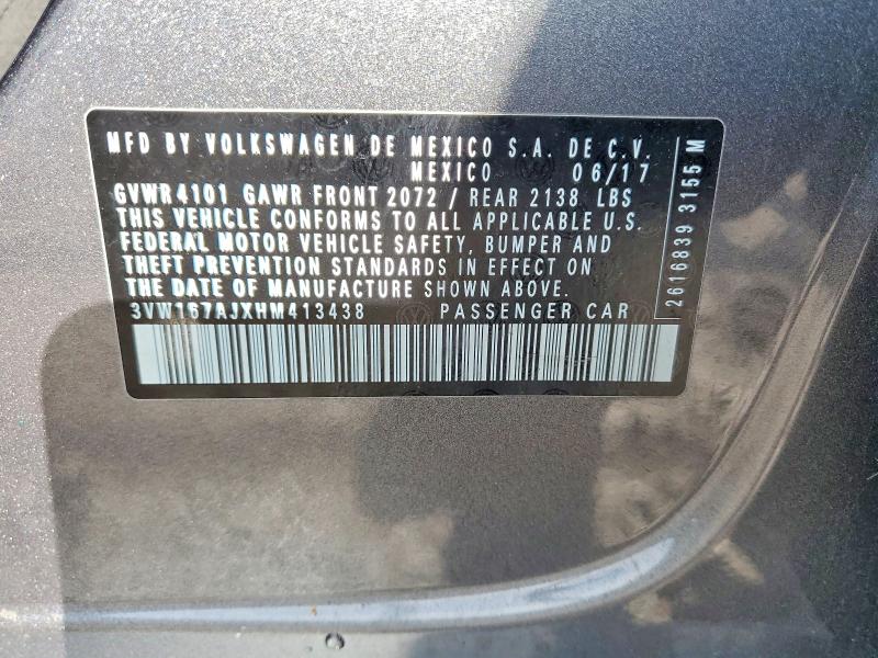 51775066 :رقم المزاد ، 3VW167AJXHM413438 vin ، 2017 Volkswagen Jetta مزاد بيع