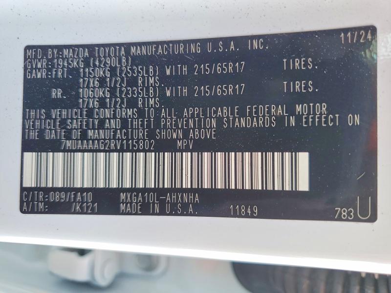 Продаж на аукціоні авто 2024 Toyota Corolla Cross, vin: 7MUAAAAG2RV115802, номер лоту: 50665026