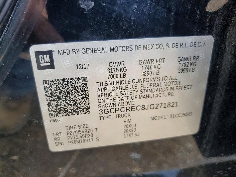 Aukcja sprzedaży 2018 Chevrolet Silverado, vin: 3GCPCREC8JG271821, numer aukcji: 48714946