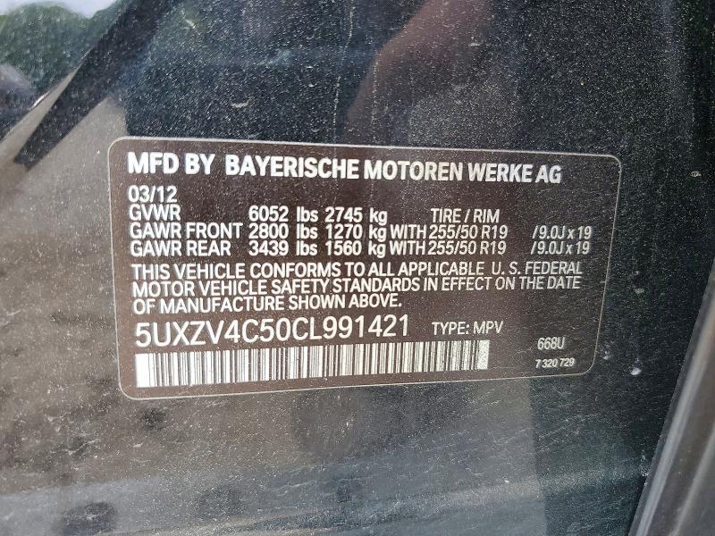 Продажа на аукционе авто 2012 Bmw X5, vin: 5UXZV4C50CL991421, номер лота: 49151336