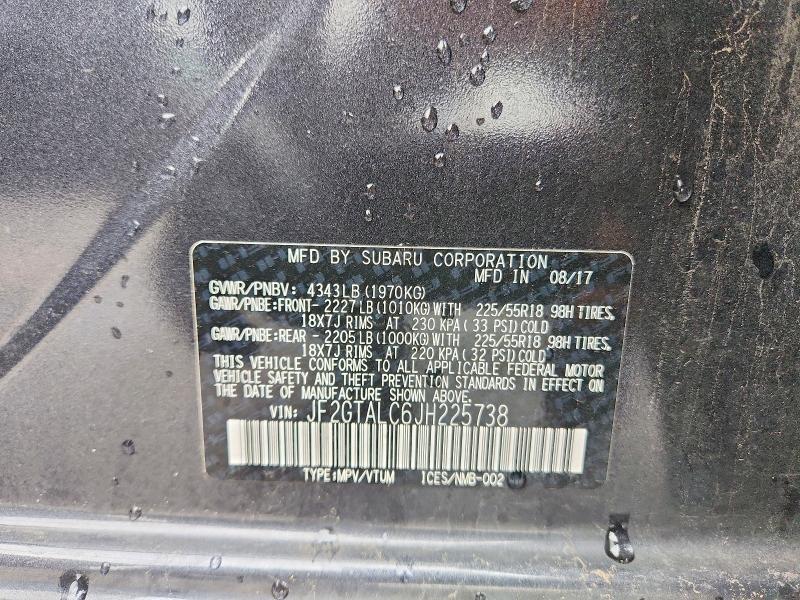 2018 Subaru Crosstrek მანქანა იყიდება აუქციონზე, vin: JF2GTALC6JH225738, აუქციონის ნომერი: 48115106