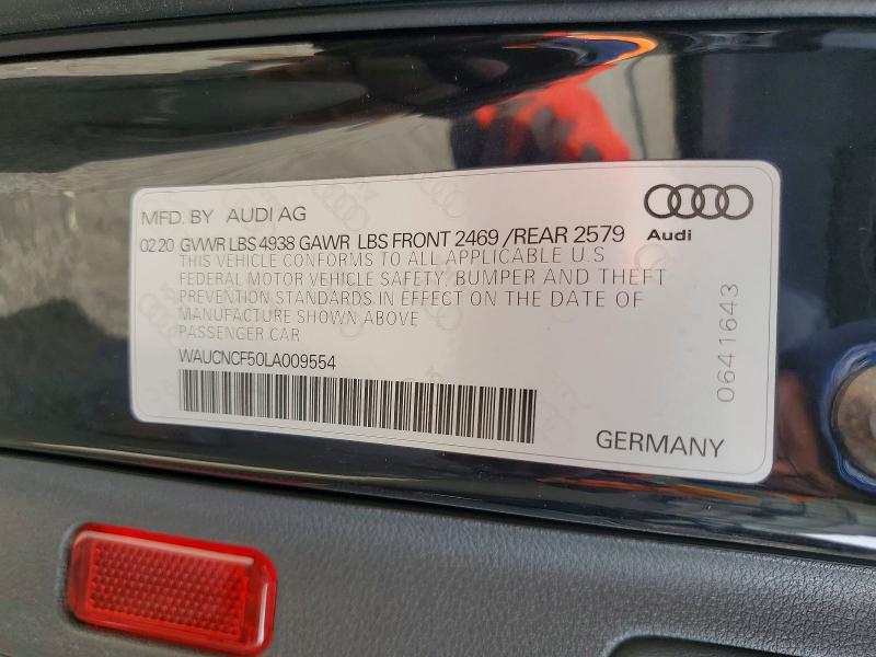 2020 Audi A5 მანქანა იყიდება აუქციონზე, vin: WAUCNCF50LA009554, აუქციონის ნომერი: 49822236
