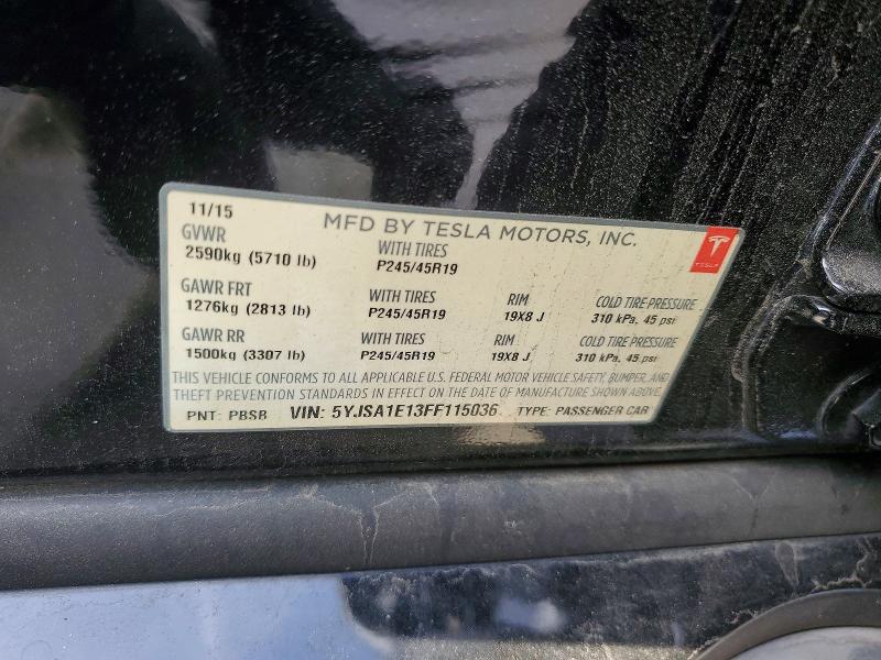 Продажа на аукционе авто 2015 Tesla Model S, vin: 5YJSA1E13FF115036, номер лота: 51166846