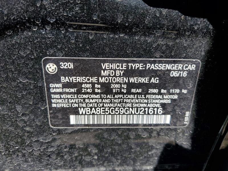 Aukcja sprzedaży 2016 Bmw 320, vin: WBA8E5G59GNU21616, numer aukcji: 49298056