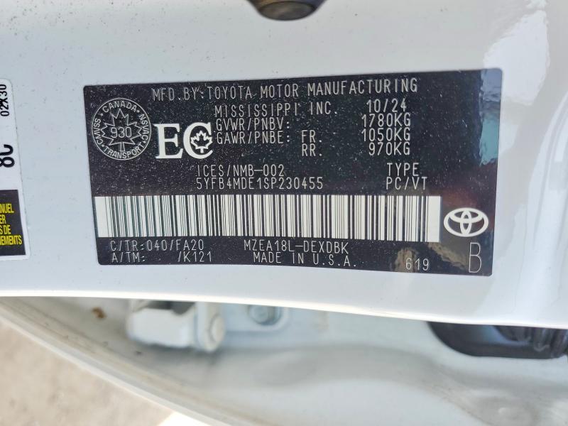 Aukcja sprzedaży 2025 Toyota Corolla, vin: 5YFB4MDE1SP230455, numer aukcji: 51296956