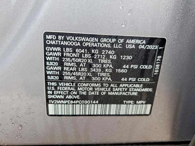 47597816 :رقم المزاد ، 1V2WNPE84PC030144 vin ، 2023 Volkswagen Id.4 مزاد بيع