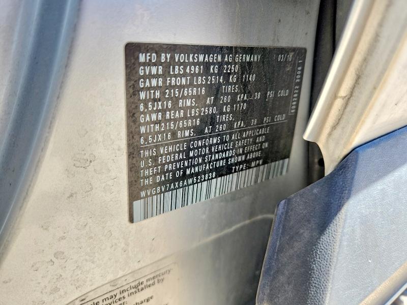 Aukcja sprzedaży 2010 Volkswagen Tiguan, vin: WVGBV7AX6AW523838, numer aukcji: 52044146