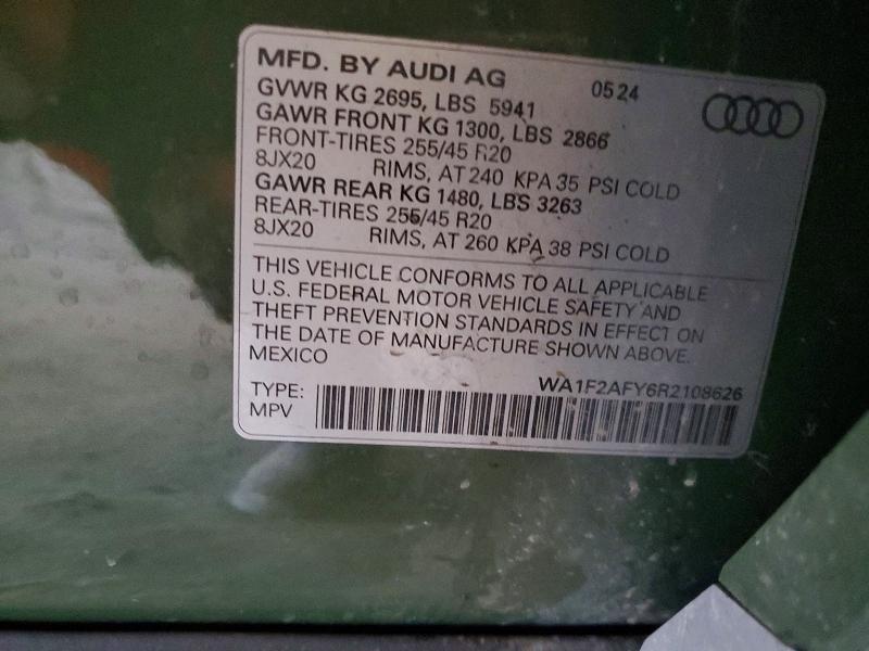Aukcja sprzedaży 2024 Audi Q5 E, vin: WA1F2AFY6R2108626, numer aukcji: 48061006
