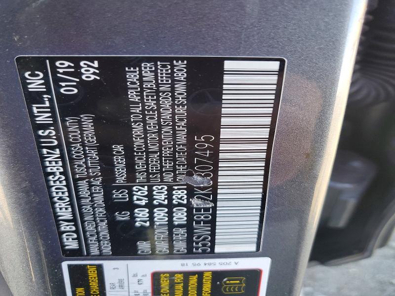 Aukcja sprzedaży 2019 Mercedes-benz C, vin: 55SWF8EB2KU307495, numer aukcji: 48860776