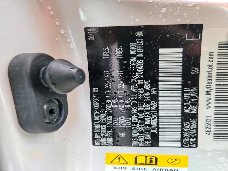 51987006 :رقم المزاد ، JTJYARBZ6K2119689 vin ، 2019 Lexus Nx 300 مزاد بيع