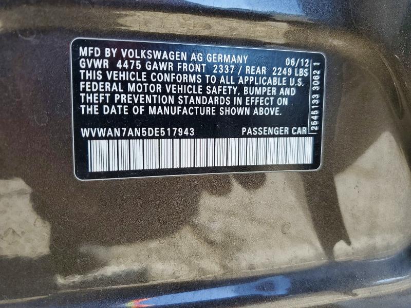 Продаж на аукціоні авто 2013 Volkswagen Cc, vin: WVWAN7AN5DE517943, номер лоту: 50445336
