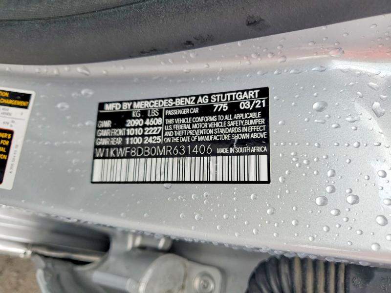 Auction sale of the 2021 Mercedes-benz C, vin: W1KWF8DB0MR631406, lot number: 47913656