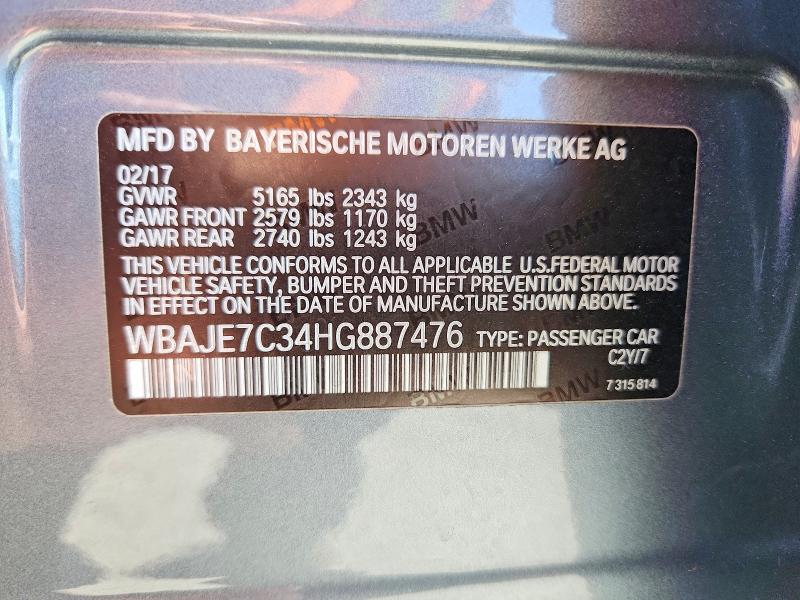 Продаж на аукціоні авто 2017 Bmw 540, vin: WBAJE7C34HG887476, номер лоту: 51213526