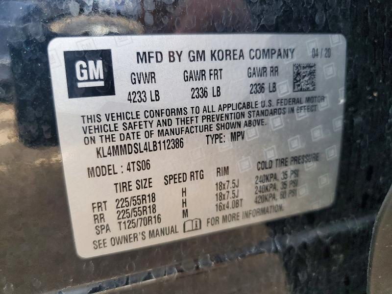 47450286 :رقم المزاد ، KL4MMDSL4LB112386 vin ، 2020 Buick Encore Gx مزاد بيع