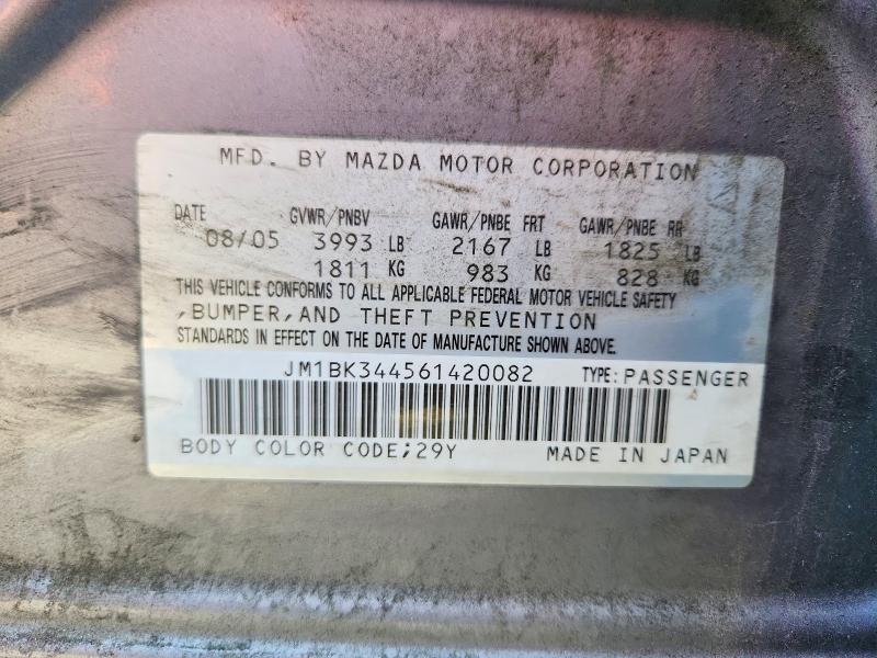 49299516 :رقم المزاد ، JM1BK344561420082 vin ، 2006 Mazda 3 مزاد بيع