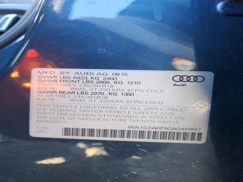 Продаж на аукціоні авто 2016 Audi Q5, vin: WA1C2AFP3GA046907, номер лоту: 49031826