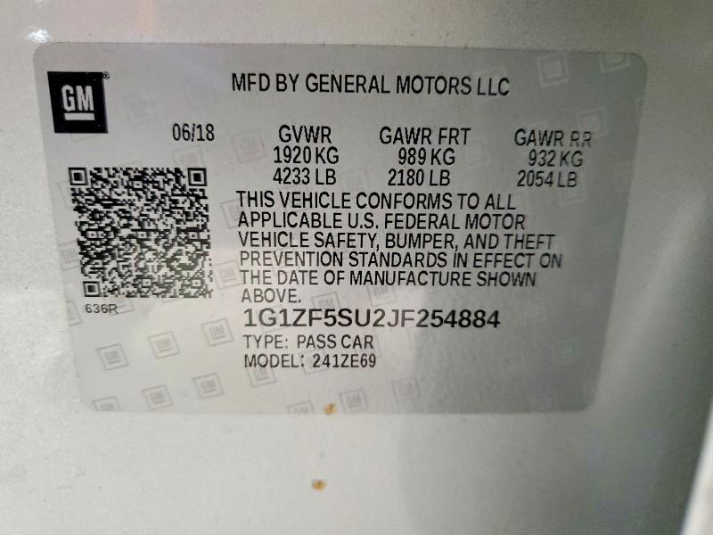 Продаж на аукціоні авто 2018 Chevrolet Malibu, vin: 1G1ZF5SU2JF254884, номер лоту: 48709926