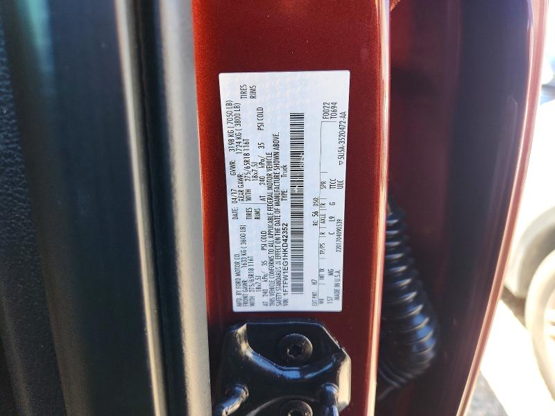 49833286 :رقم المزاد ، 1FTFW1EG1HKD42352 vin ، 2017 Ford F150 مزاد بيع