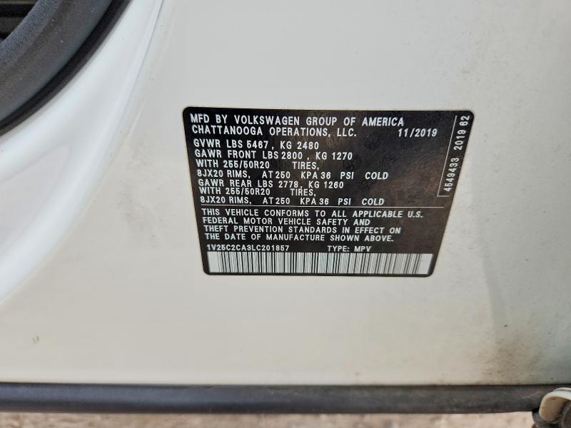 Aukcja sprzedaży 2020 Volkswagen Atlas Cross Sport, vin: 1V25C2CA3LC201857, numer aukcji: 51674406
