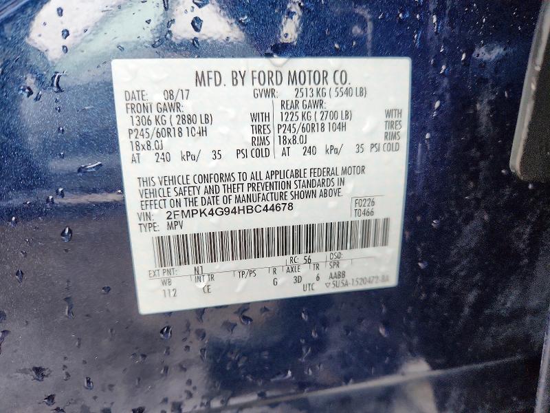 Продаж на аукціоні авто 2017 Ford Edge, vin: 2FMPK4G94HBC44678, номер лоту: 51332466