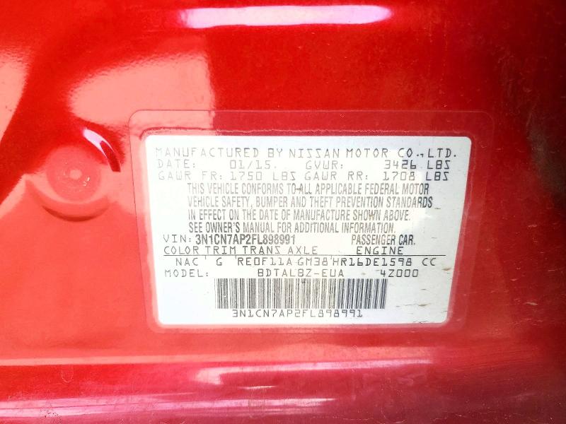 Продажа на аукционе авто 2015 Nissan Versa, vin: 3N1CN7AP2FL898991, номер лота: 51338666