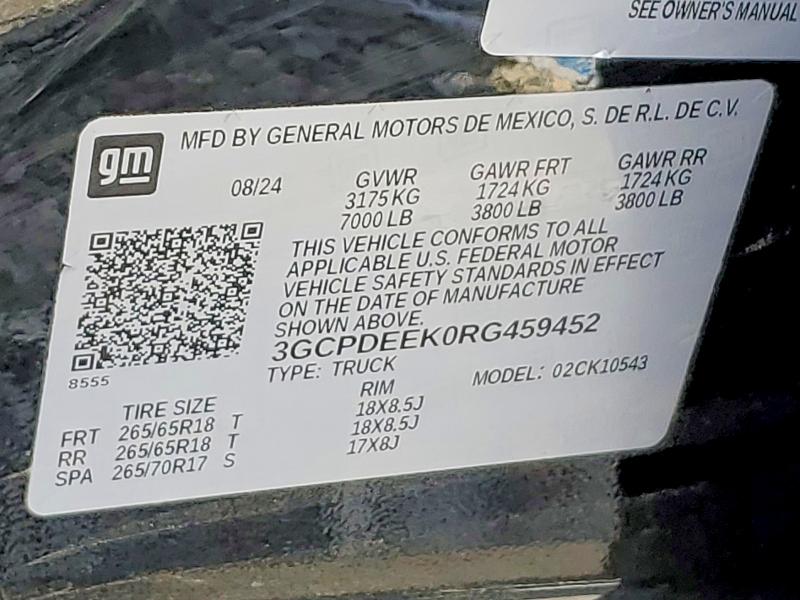 50113486 :رقم المزاد ، 3GCPDEEK0RG459452 vin ، 2024 Chevrolet Silverado مزاد بيع