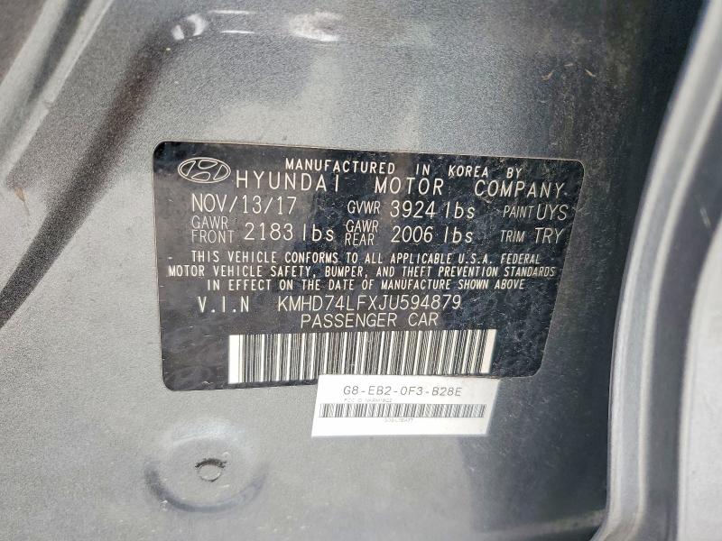 51350966 :رقم المزاد ، KMHD74LFXJU594879 vin ، 2018 Hyundai Elantra مزاد بيع