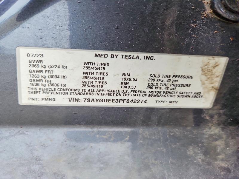 2023 Tesla Model Y მანქანა იყიდება აუქციონზე, vin: 7SAYGDEE3PF842274, აუქციონის ნომერი: 49411586