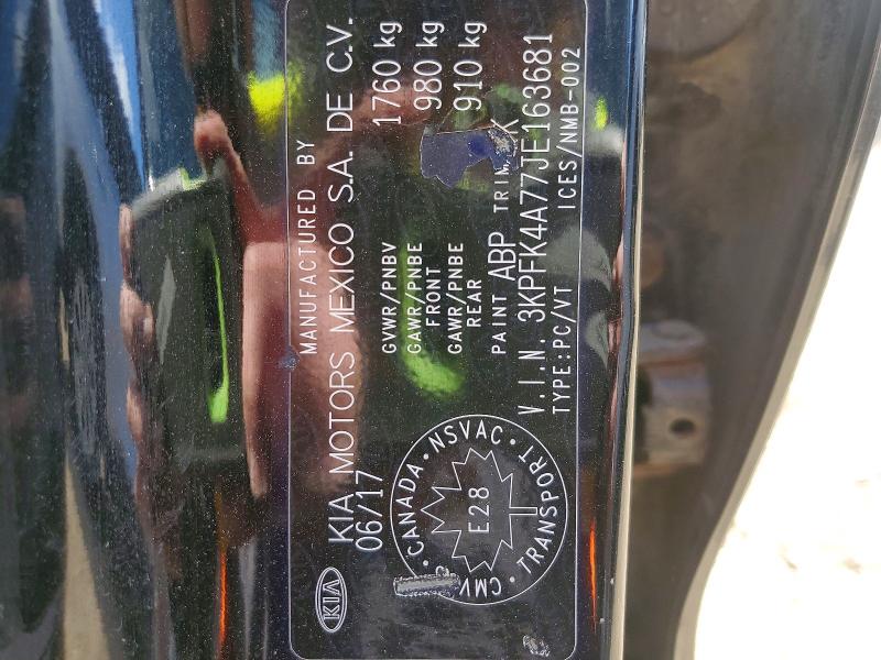 51440406 :رقم المزاد ، 3KPFK4A77JE163681 vin ، 2018 Kia Forte مزاد بيع