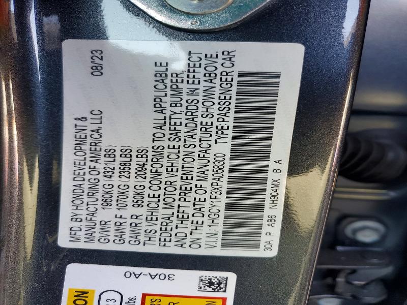 50633476 :رقم المزاد ، 1HGCY1F3XPA058300 vin ، 2023 Honda Accord مزاد بيع