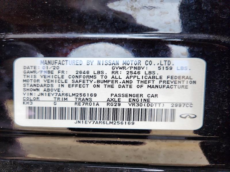 Aukcja sprzedaży 2020 Infiniti Q50, vin: JN1EV7AR6LM256169, numer aukcji: 48637406