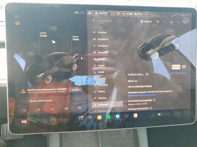 49926086 :رقم المزاد ، 5YJ3E1EA8NF185669 vin ، 2022 Tesla Model 3 مزاد بيع