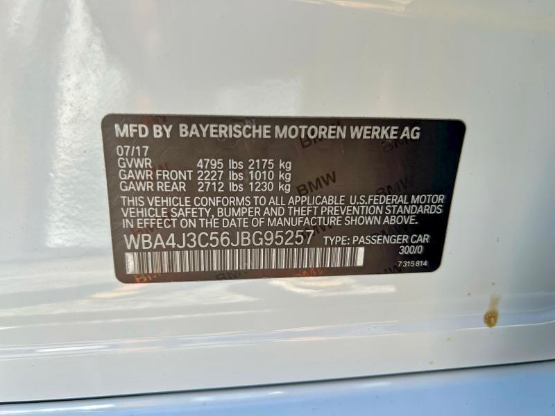 Aukcja sprzedaży 2018 Bmw 430xi, vin: WBA4J3C56JBG95257, numer aukcji: 50441206
