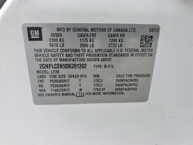 Продаж на аукціоні авто 2013 Chevrolet Equinox, vin: 2GNFLCEK9D6281202, номер лоту: 51092116