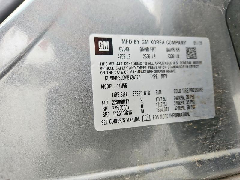 2021 Chevrolet Trailblazer მანქანა იყიდება აუქციონზე, vin: KL79MPSL0MB134770, აუქციონის ნომერი: 51690026