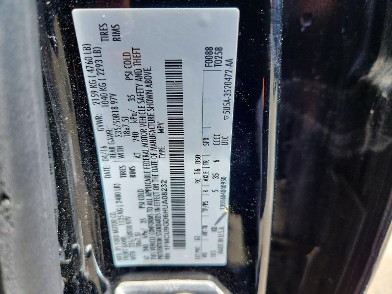 2017 Ford Escape მანქანა იყიდება აუქციონზე, vin: 1FMCU9GD6HUA08232, აუქციონის ნომერი: 49839926