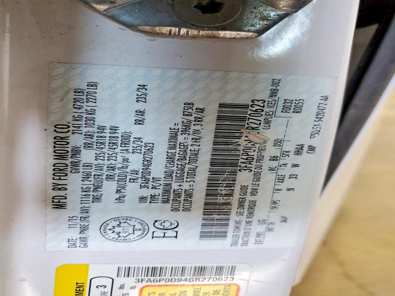 Aukcja sprzedaży 2016 Ford Fusion, vin: 3FA6P0D94GR270623, numer aukcji: 50081526