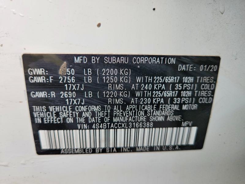 Продажа на аукционе авто 2020 Subaru Outback, vin: 4S4BTACCXL3166388, номер лота: 49941706