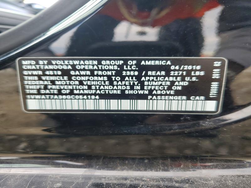 48642936 :رقم المزاد ، 1VWAT7A36GC054194 vin ، 2016 Volkswagen Passat مزاد بيع