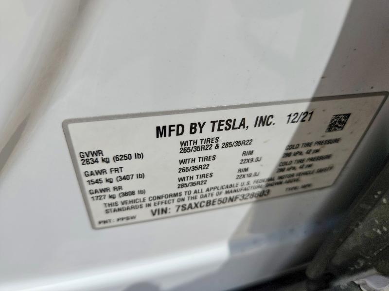 Aukcja sprzedaży 2022 Tesla Model X, vin: 7SAXCBE50NF328603, numer aukcji: 49098606